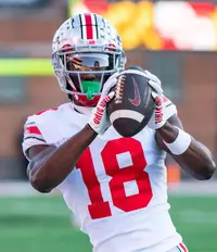 Marvin Harrison Jr. warming up in Ohio State uniform in 2022