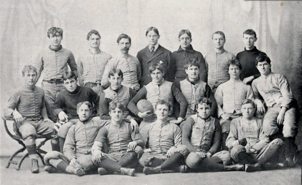 The 1893 Ohio State football team posed for a group photograph